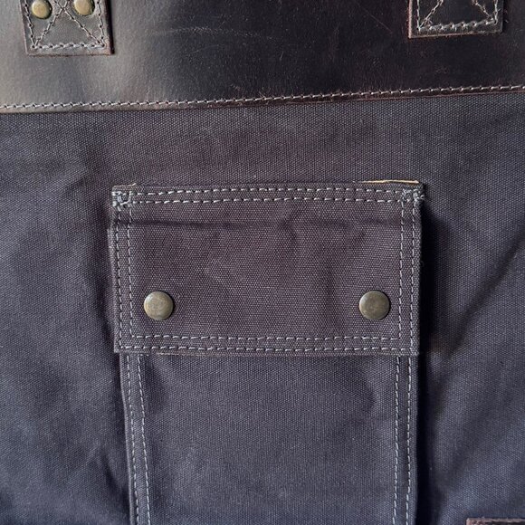 Damn Dogs Tote Shoulder Bag Charcoal Black Canvas Leather Trim Rugged Unisex - Picture 11 of 16